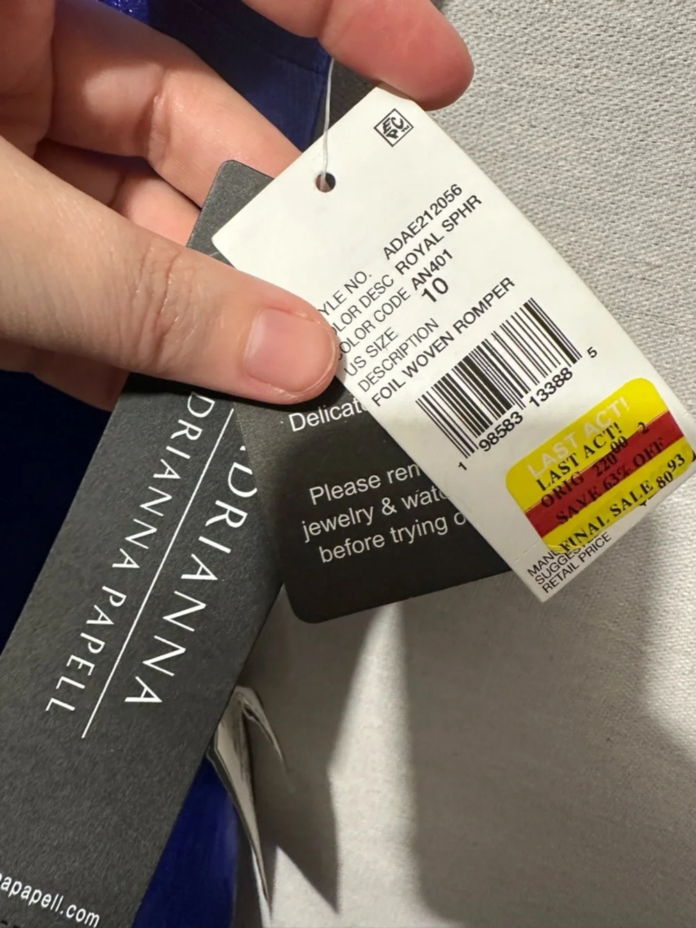 NWT Adrianna Papell Foil Woven Romper - size 10 - Picture 7 of 7